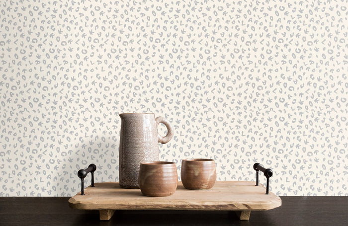 Leopard Alphabet Wallpaper - Cream - Discontinuing