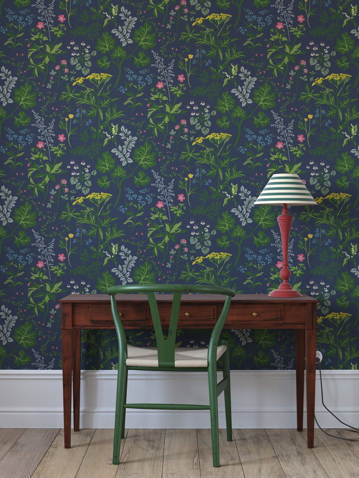 Lillian Wallpaper - Gold Blue
