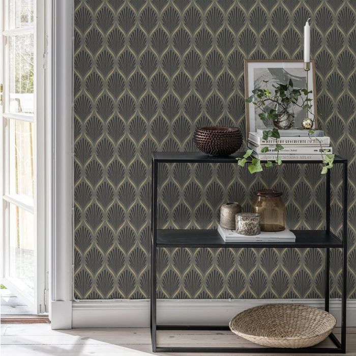 Lilly Geometric Wallpaper - Black - Discontinuing