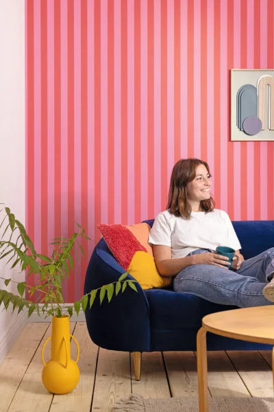 Little Lines Wallpaper - Rose Corail