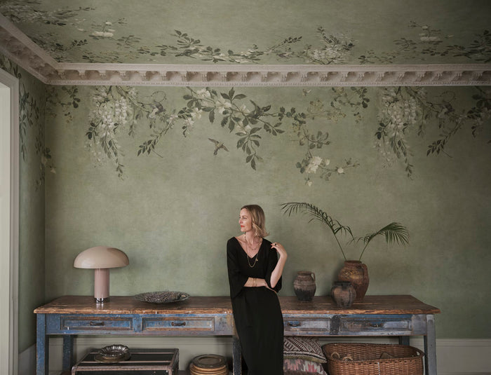 Luca Rectangle – Sage Green – custom sized wallpaper mural (per m²)