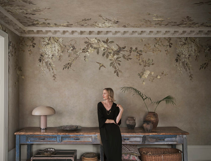 Luca Square – Beige – custom sized wallpaper mural (per m²)