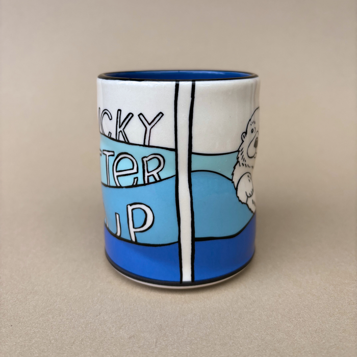 Lucky Otter Cup highlighting a whimsical design with otter characters and text, made by The Bowl Maker.