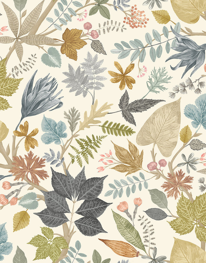 Lush Leaves Wallpaper - Ohpopsi - Linen and Fossil