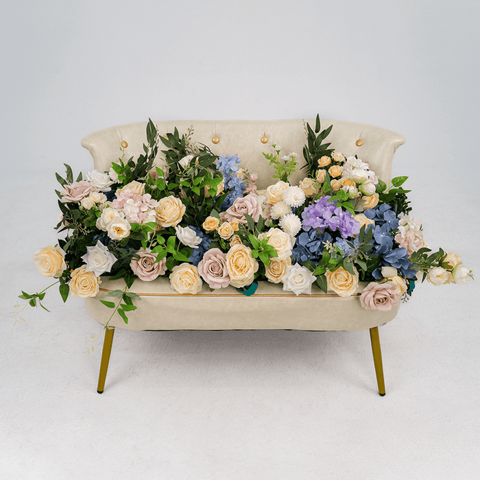 Luxury Pink & Blue Artificial Flower Runner for Wedding Decor-ubackdrop