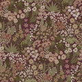 Lysandra mulberry wallpaper with a dense meadow of cow parsley, daisies and ferns