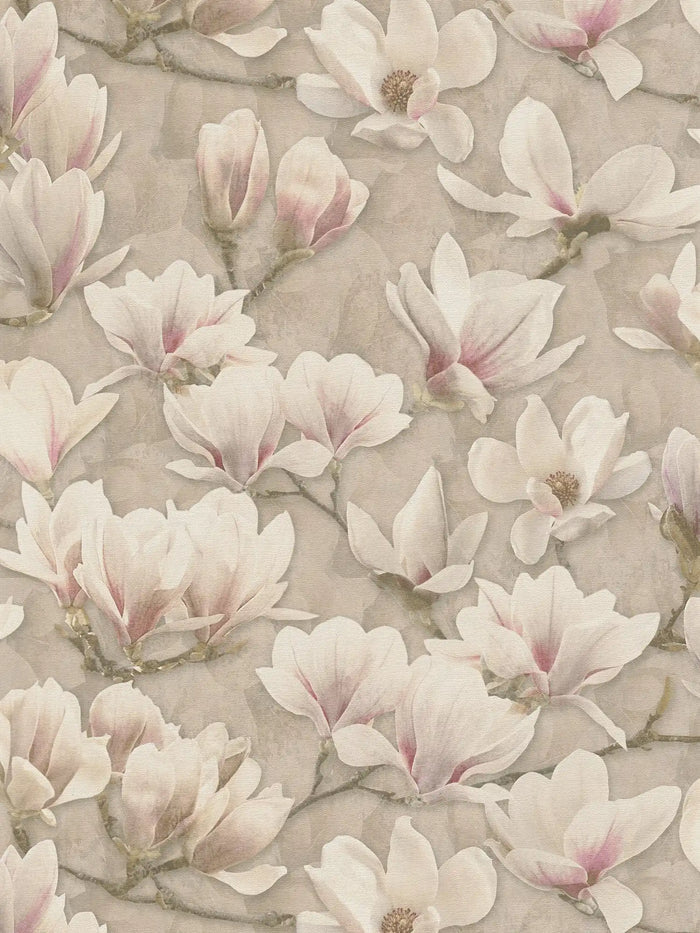 Magnolia Blossoms - Brown, Pink, White