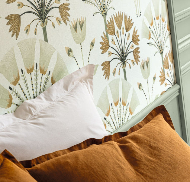 Majestic Wallpaper - Vert amande dore