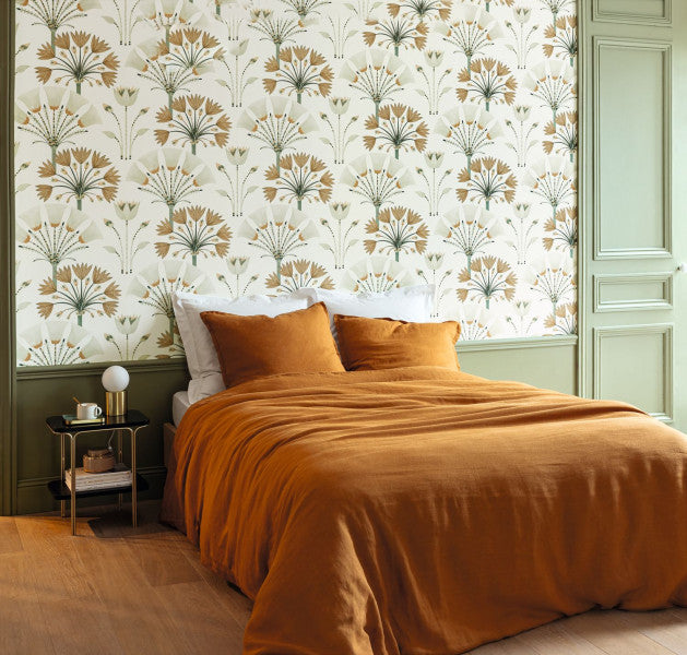 Majestic Wallpaper - Vert amande dore