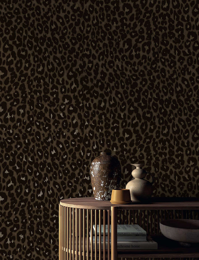 Makucha Flock Velvet Wallpaper - Umber