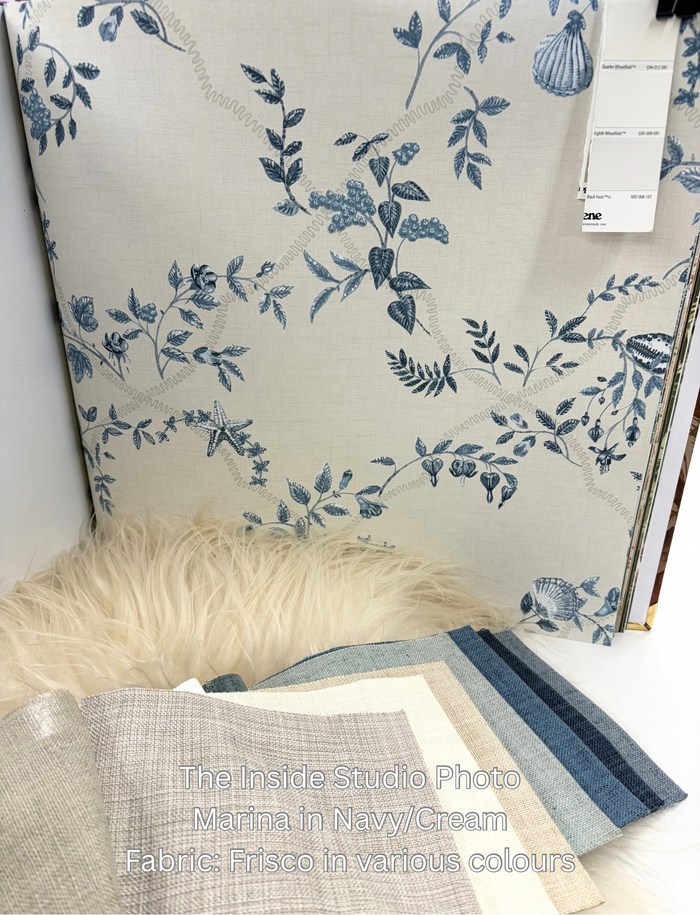 Marina – Floral Trellis Wallpaper – Blue/Cream