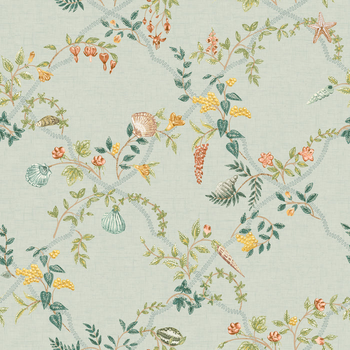 Marina – Floral Trellis Wallpaper – Duck Egg Blue