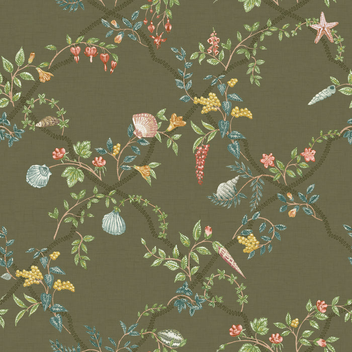 Marina – Floral Trellis Wallpaper – Green