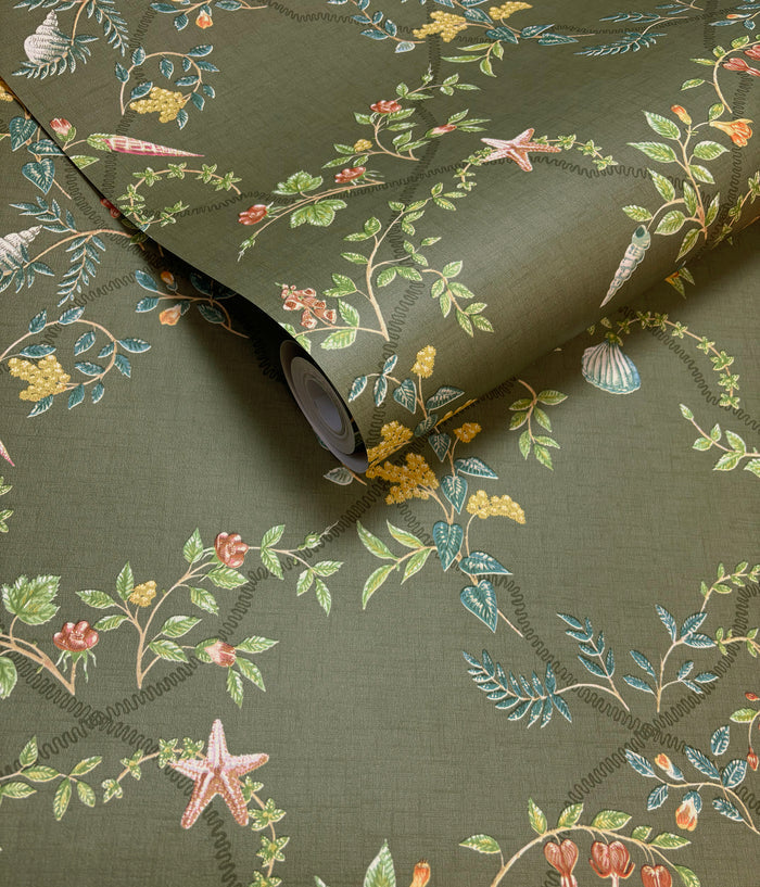 Marina – Floral Trellis Wallpaper – Green