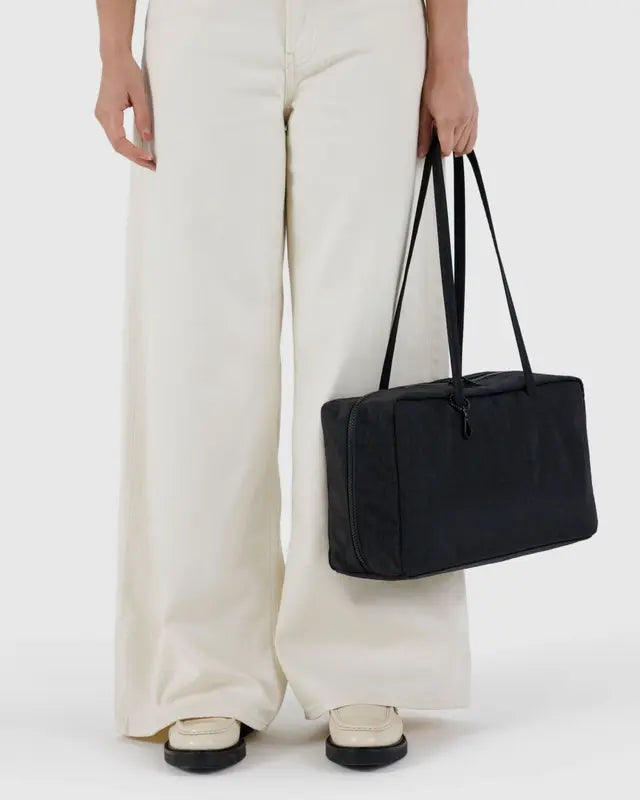 Medium Nylon Bowler Bag - Black
