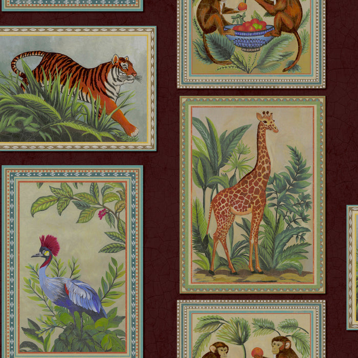 Menagerie – Framed Animal Wallpaper – Berry