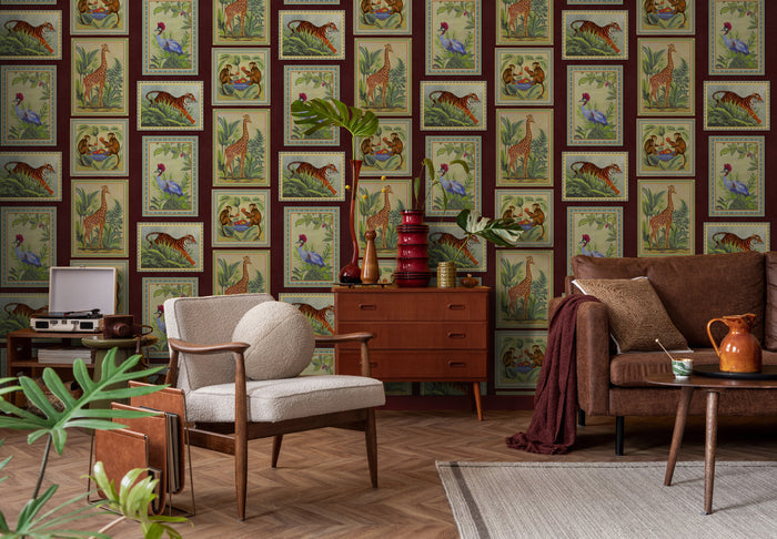 Menagerie – Framed Animal Wallpaper – Berry