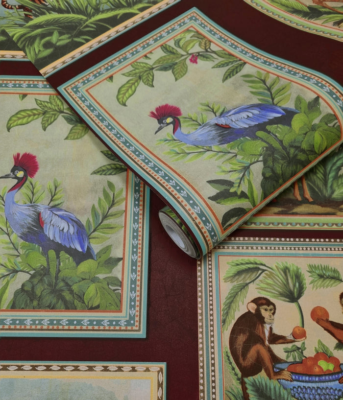 Menagerie – Framed Animal Wallpaper – Berry