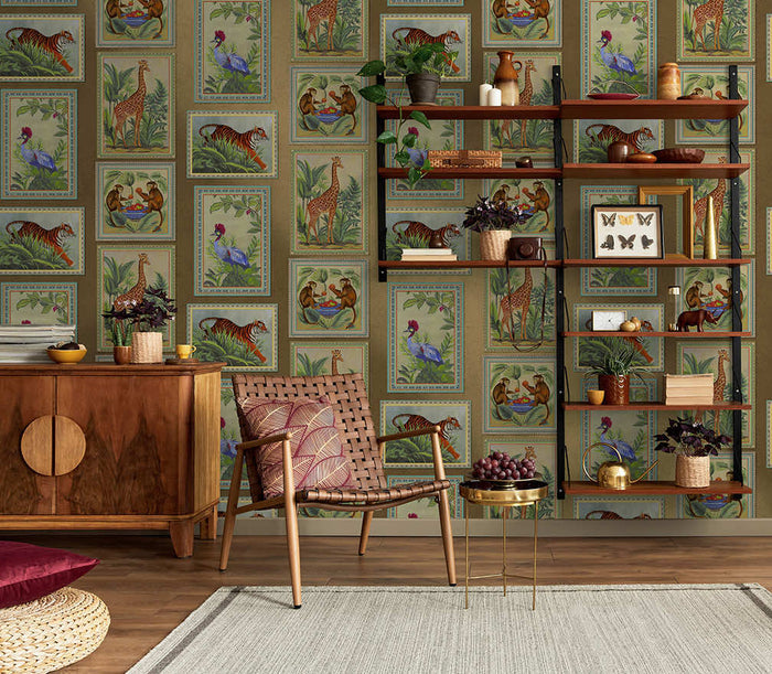 Menagerie – Framed Animal Wallpaper – Gold