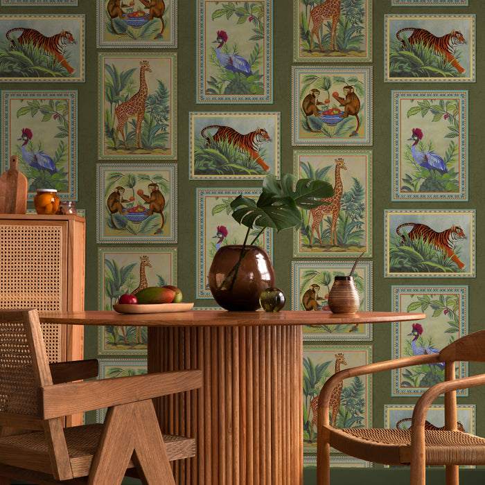 Menagerie – Framed Animal Wallpaper – Green