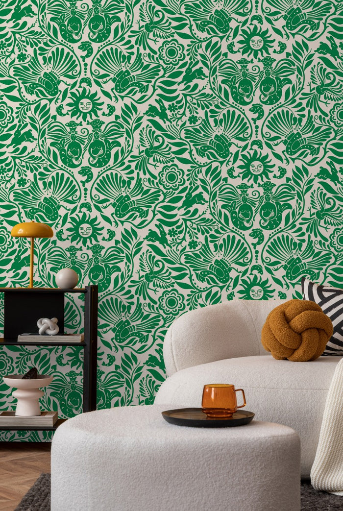 Mermaid Groove - Custom Sized Wallpaper Mural (per m2) - Green