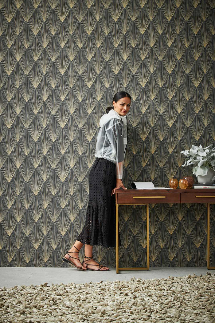 Metallic Moments Wallpaper - Black - Discontinuing