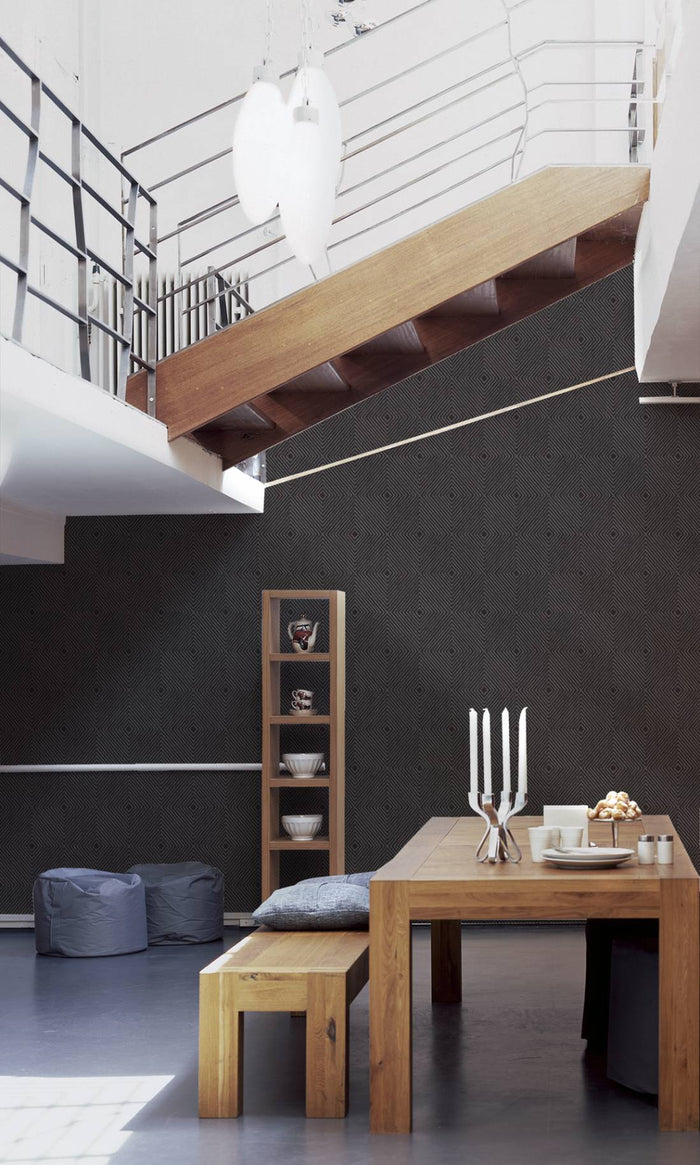 Metropolitan Grid - Abstract Vinyl Wallpaper - Black - Discontinuing