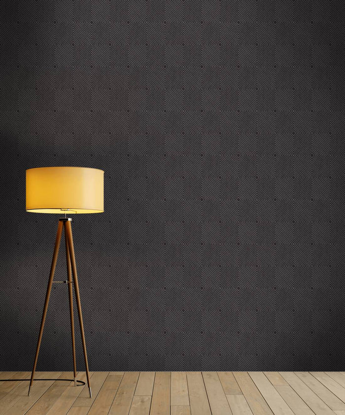 Metropolitan Grid - Abstract Vinyl Wallpaper - Black - Discontinuing