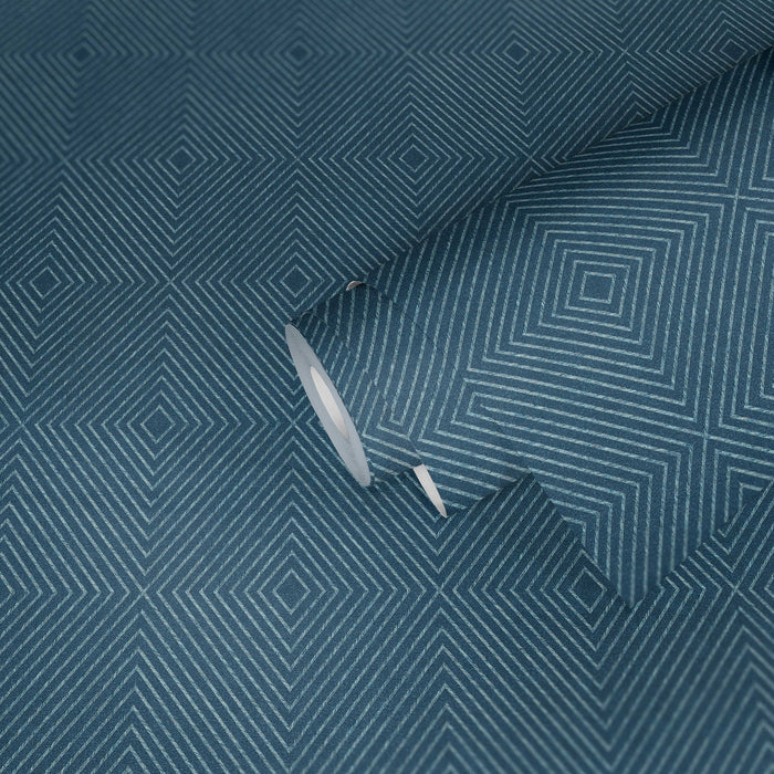 Metropolitan Grid - Abstract Vinyl Wallpaper - Blue