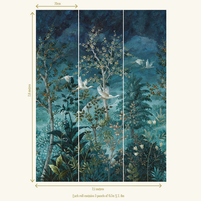 Midnight Canopy Blue Hybrid Wallpaper Mural
