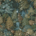 Midnight Woods – Moonlit Forest Wallpaper – Teal/Yellow