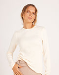 Milrey Natural Ribbed Long Sleeve Top - Creme - Equiluxe Tack