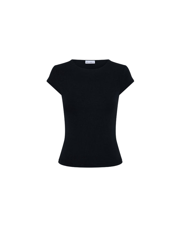 Milrey Ribbed Cap Sleeve Riding Top - Black - Equiluxe Tack
