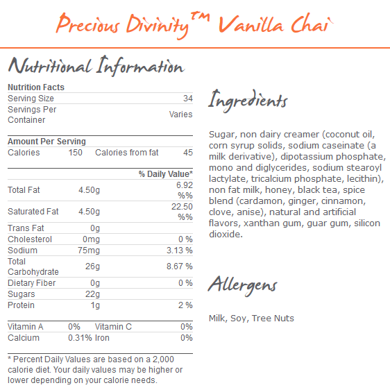 MoCafe Precious Divinity Vanilla Chai (3 lbs)-Powdered Base-MoCafe-Restaurant Supply Drop