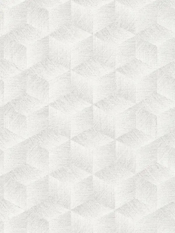 Modern Cubes - Geometric Wallpaper - White