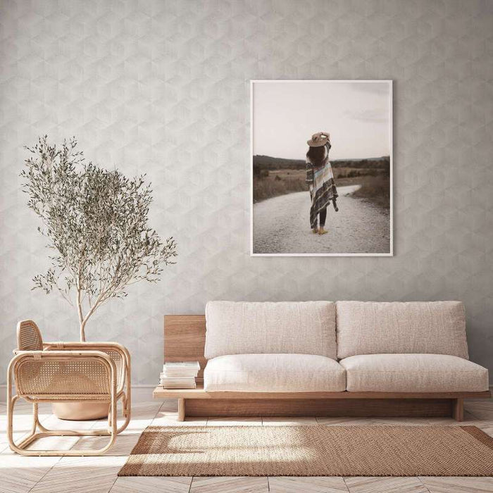 Modern Cubes - Geometric Wallpaper - White