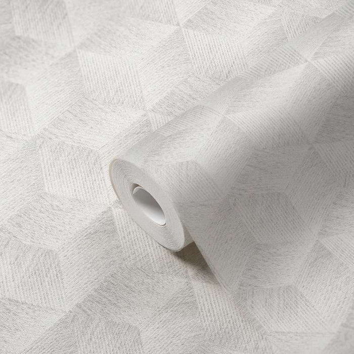 Modern Cubes - Geometric Wallpaper - White