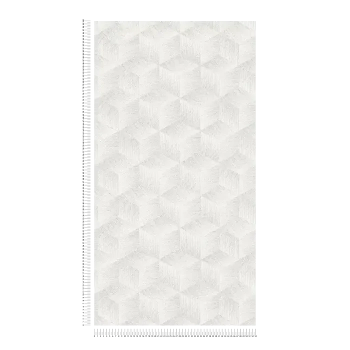 Modern Cubes - Geometric Wallpaper - White