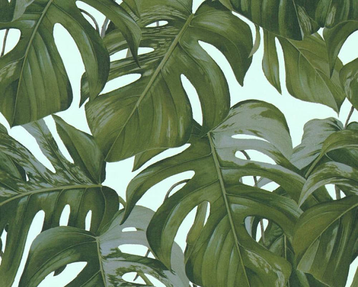 Monstera Dreams Wallpaper - Pale Blue - Discontinuing