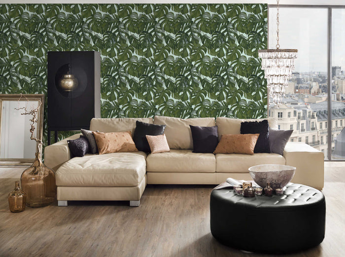 Monstera Dreams Wallpaper - Pale Blue - Discontinuing