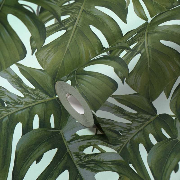 Monstera Dreams Wallpaper - Pale Blue - Discontinuing