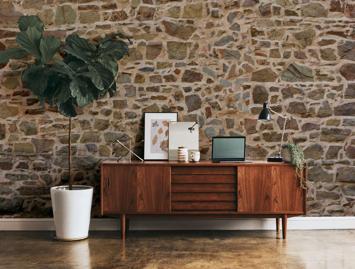 Natural Stone - Custom Sized Wallpaper Mural (per m2) - Brown