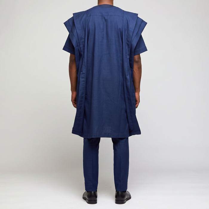 Navy & Gold Embroidered 3-Piece Agbada Suit