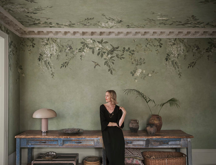 Nico – Sage Green – Custom sized wallpaper mural (per m²)