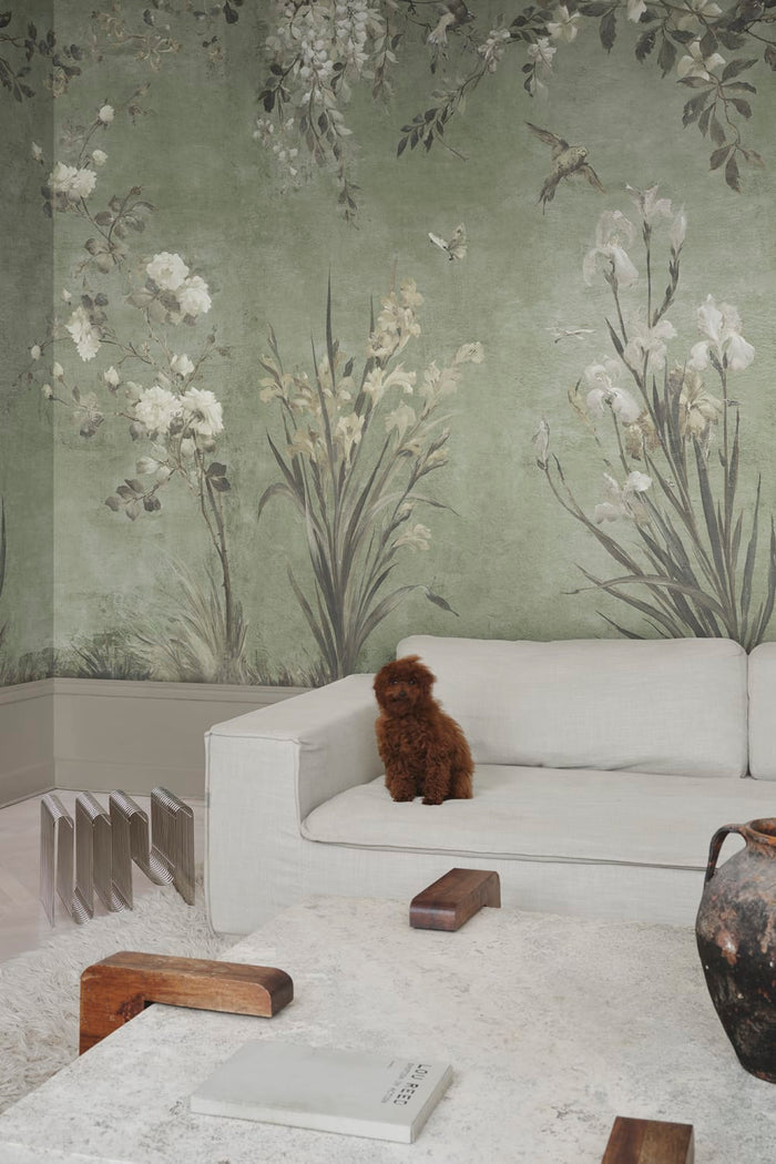 Nicola – Sage Green – custom sized wallpaper mural (per m²)