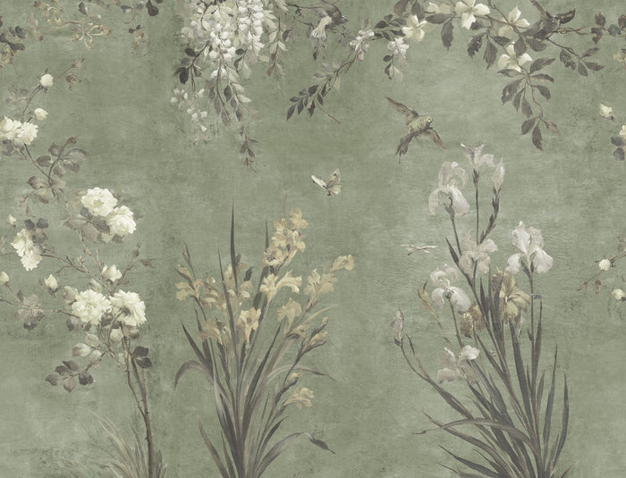 Nicola – Sage Green – custom sized wallpaper mural (per m²)