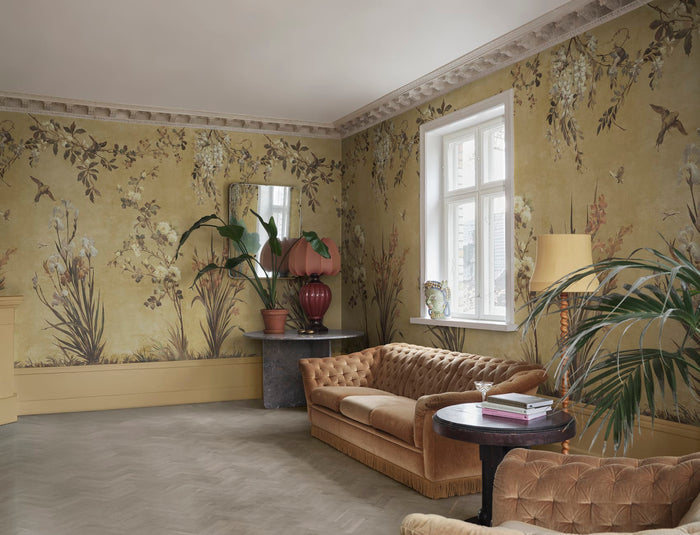 Nicola – Yellow – Custom sized wallpaper mural (per m²)
