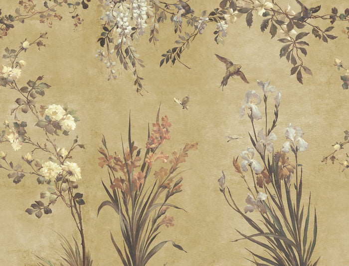 Nicola – Yellow – Custom sized wallpaper mural (per m²)