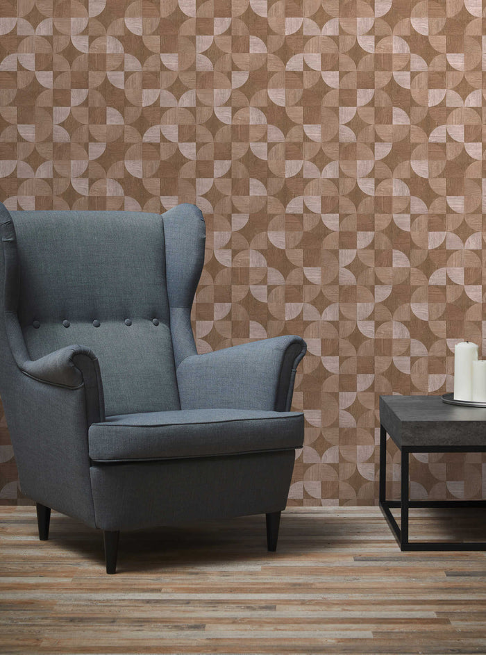 Nordic Copenhagen Geometric Wallpaper - Light Brown - Last 12 Rolls