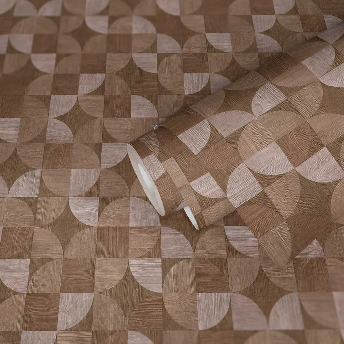 Nordic Copenhagen Geometric Wallpaper - Light Brown - Last 12 Rolls
